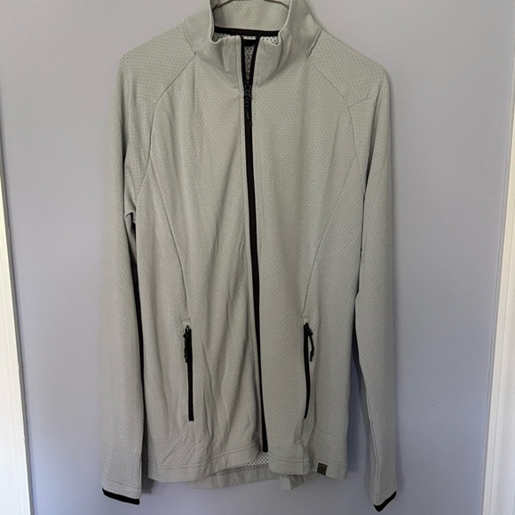 Jackets & Blazers - Women's Light Gray Zip Jacket with pockets and black accents CNN